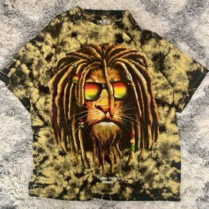 Vintage Y2K Dye Shirt Lion Head Rasta Men's Large Yellow Jamaican RL